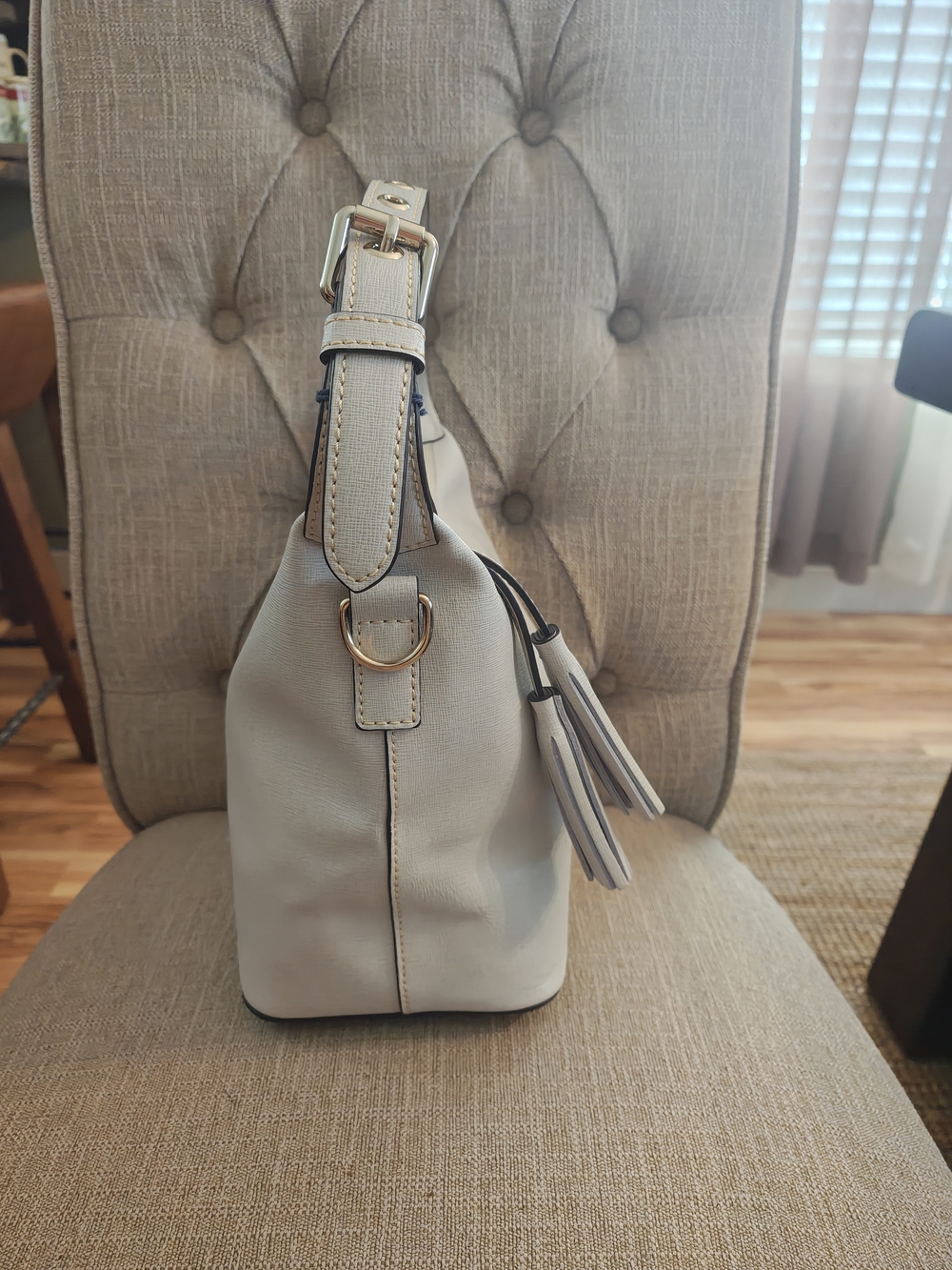 Dooney & Bourke Saffiano Leather Paige Crossbody Bag In Ecru - Picture 3 of 9